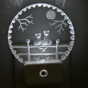 Cat Night Light Moonlight Moon Plug In LED Lamp Sensor Silhouette